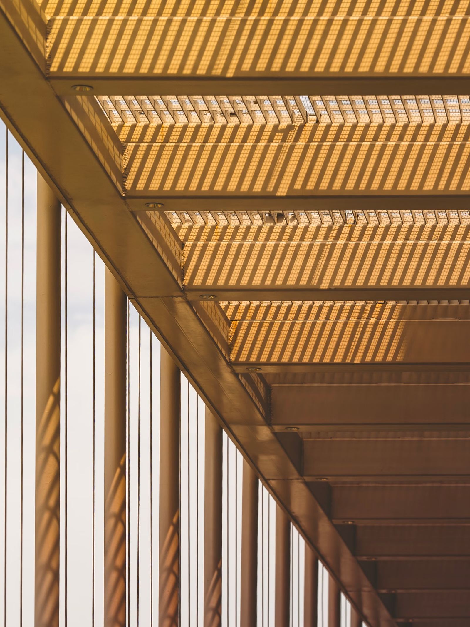Sunlit modern colonnade